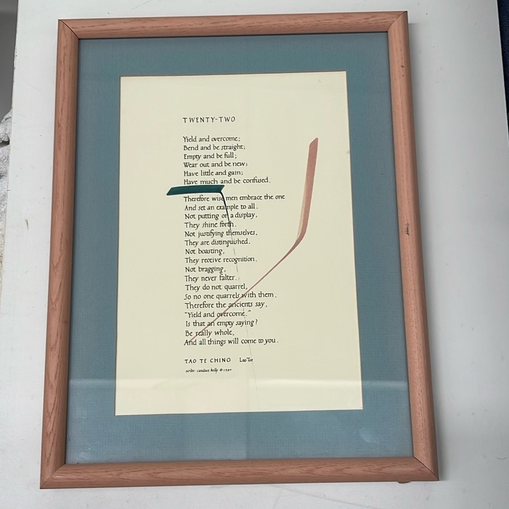 TWENTY-TWO framed artwork teachings of Lao Tse copyright 1980 size 10” x 13”